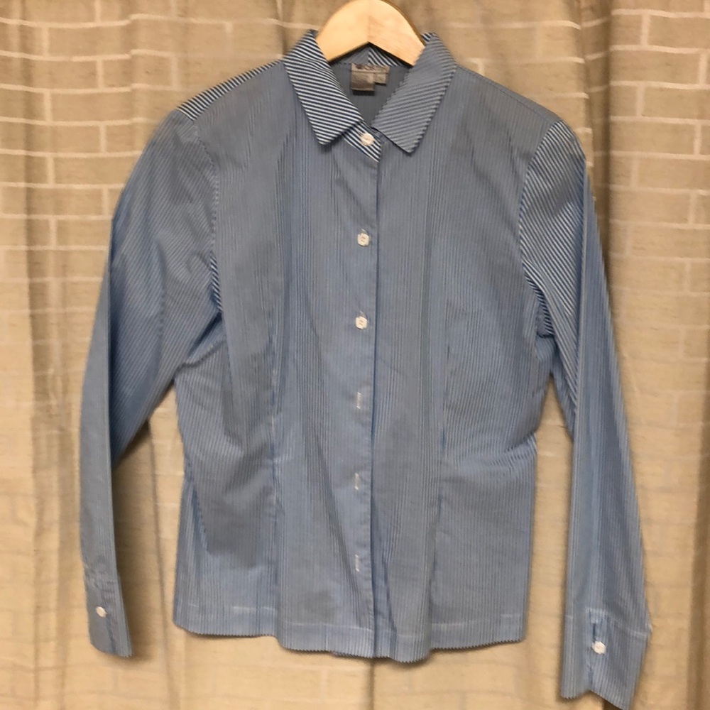 Blue stripe tailored blouse